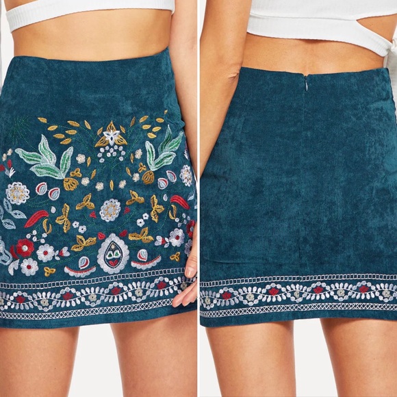 Private Label Dresses & Skirts - Blue Embroidered Skirt
